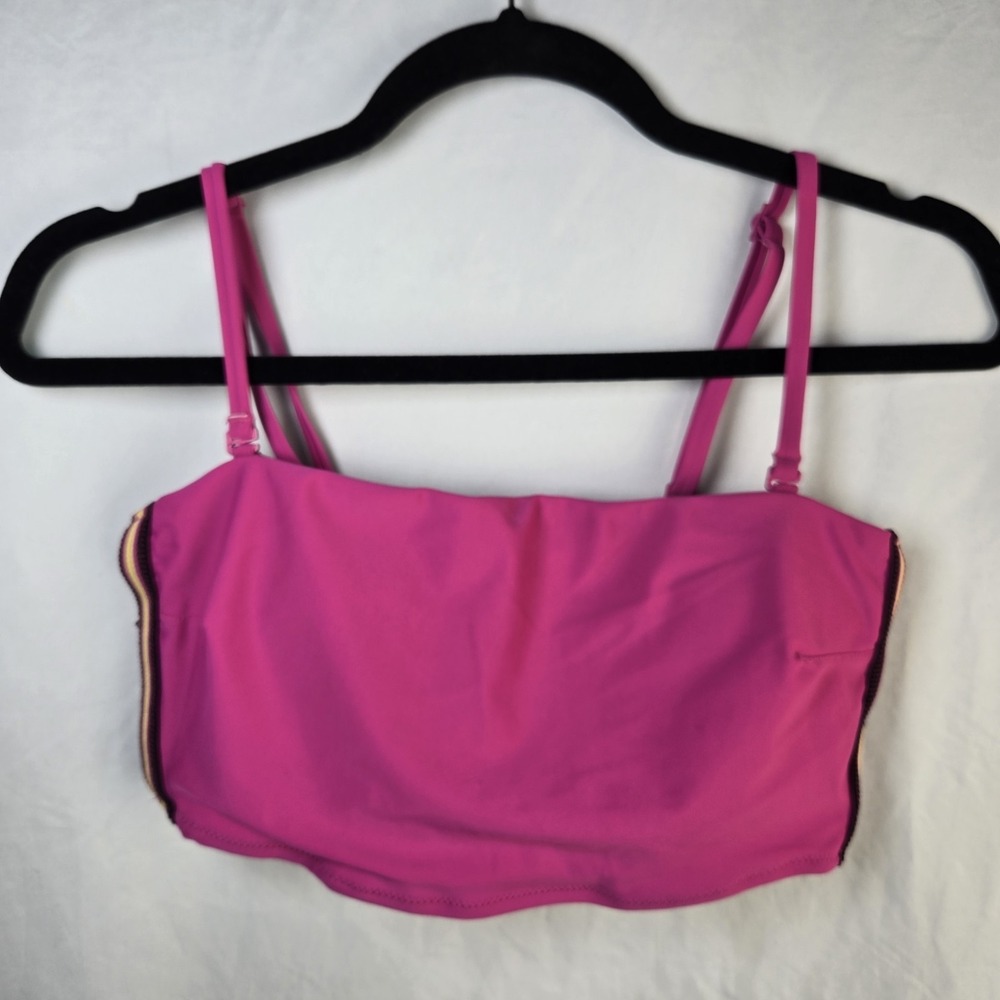 Aerie Bandeau Swim Top Womens Medium Removable Straps Pads Pink Sun Tan Vacation